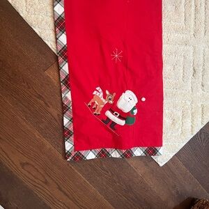 Red Santa and Reindeer Christmas kids table cloth